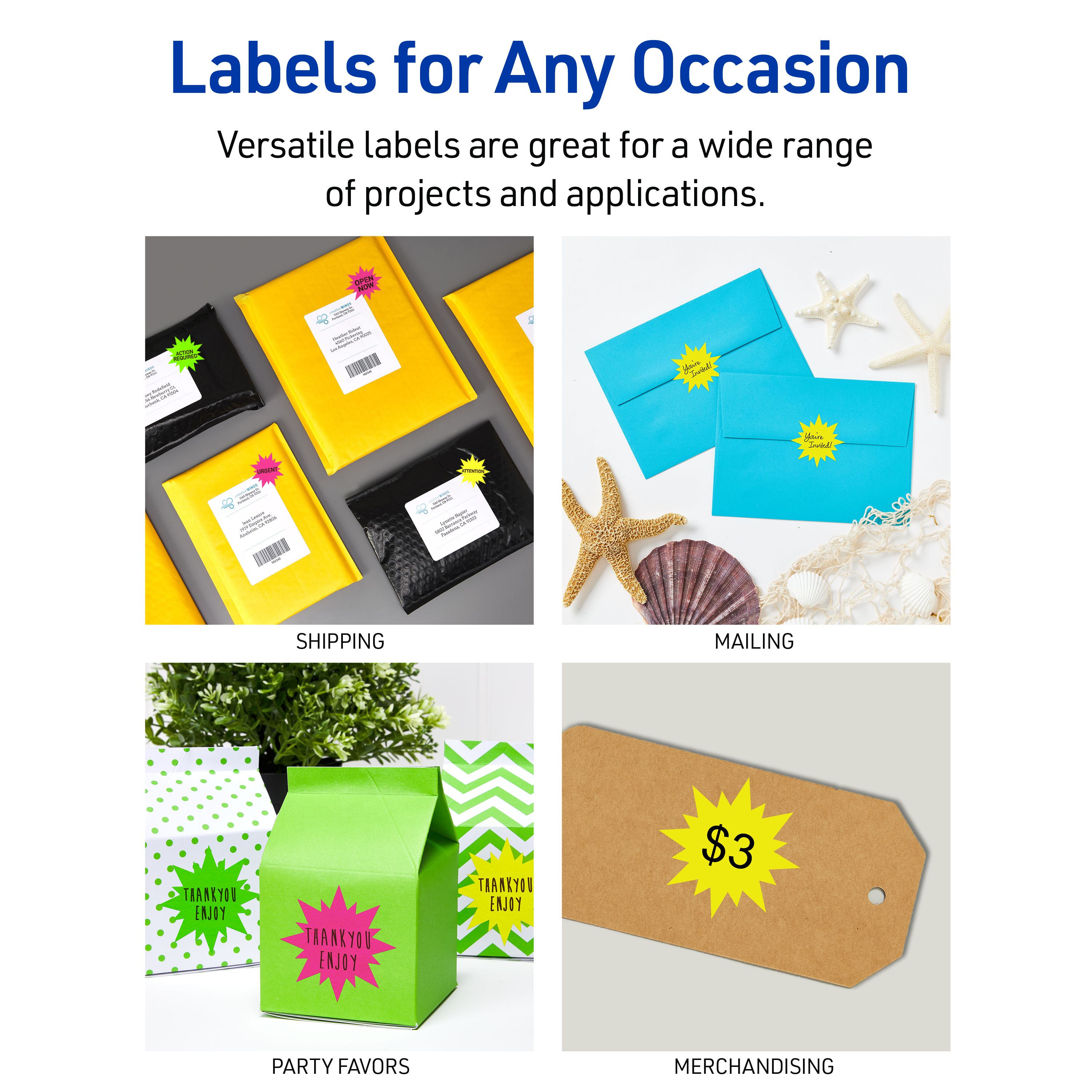Neon Burst Labels, 2-1/4